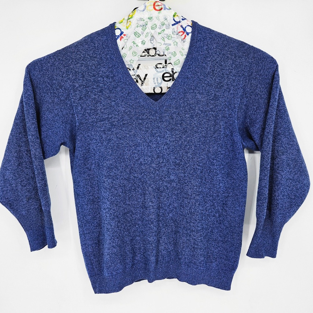 Vintage Scotch House Sweater Mens Medium Blue Cashmere‎ Casual Preppy FLAWS